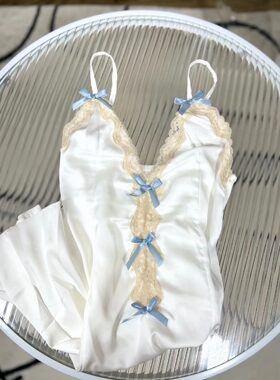 新品！【蓝气球】法式轻奢蕾丝连衣裙睡裙少女蕾丝花边情趣连衣裙