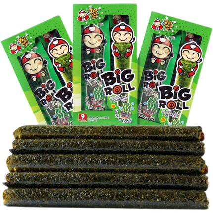泰国进口小零食老板仔海苔卷27g3盒儿童原味烤脆海苔紫菜即食小吃