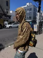 Trendy and Popular C/E Mikus Style Leopard Print Hoodie, Wild and Trendy