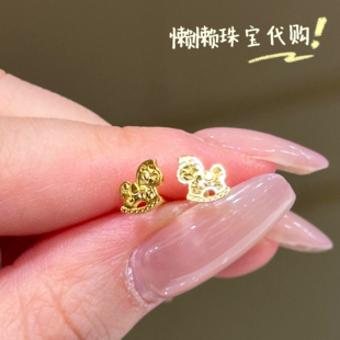 克减180 周大福专柜代购马年生肖碎冰冰木马黄金足金耳钉耳饰计价
