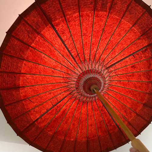 双非遗古法油纸伞 手工侵染深红色手造纸伞 传统防雨遮阳防晒竹伞