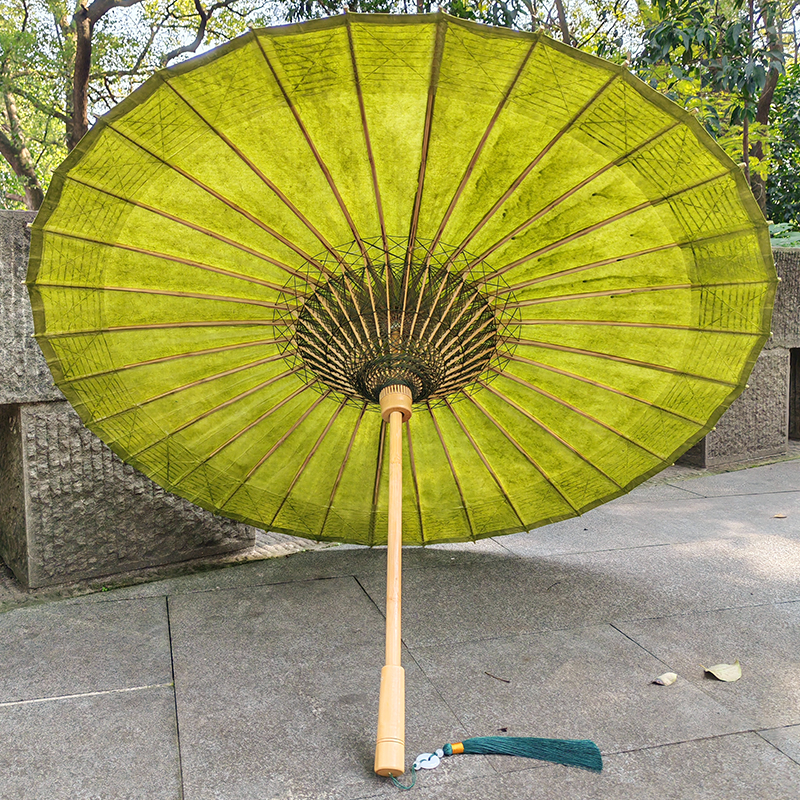 綠色浸染做舊手造紙非遺油紙傘
