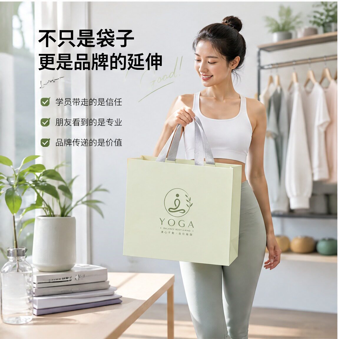 纸袋手提袋瑜伽馆禅意静心加厚包装袋伴手礼礼袋购物袋打包袋Y519