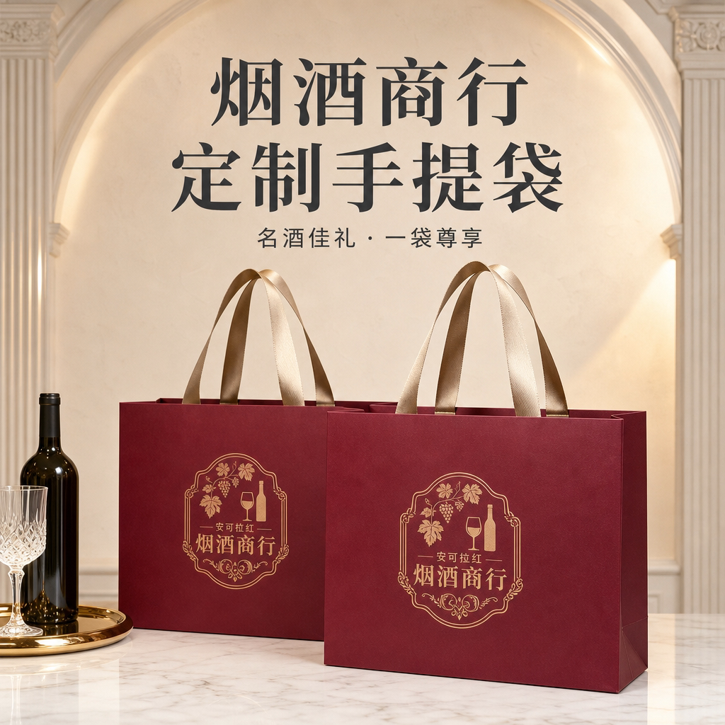 纸袋手提袋烟酒商行高端体面酒包装袋定制礼品袋轻奢打包袋Y584
