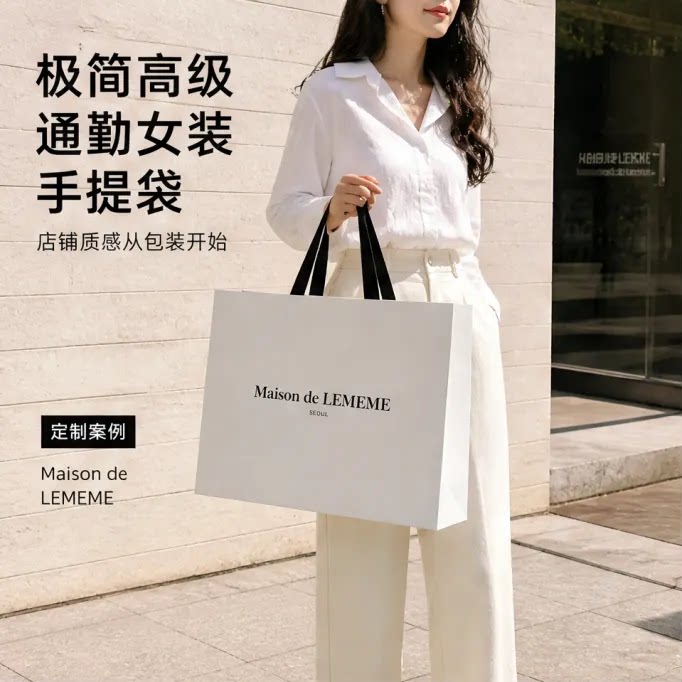 精致服装店手提袋极简通勤女装加厚硬挺纸袋礼盒袋时尚购物袋Y444