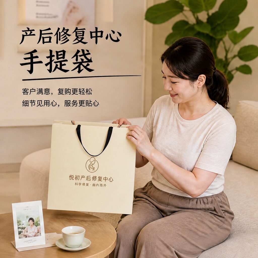 纸袋手提袋产后修复中心贴心呵护加厚包装袋护肤套装定制礼袋Y537