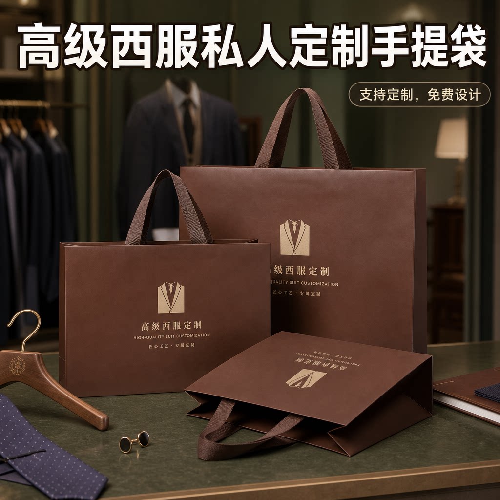 轻奢服装店手提袋高级西服定制加厚包装袋定制打包袋子商用Y418