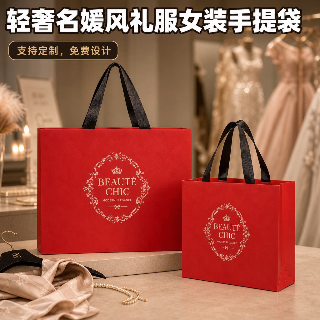 高档服装店手提袋名媛风礼服女装轻奢品牌服饰包装袋礼品袋Y488