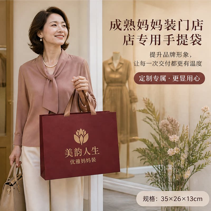 服装店手提袋中老年女装端庄大气加厚包装袋品牌服饰礼品袋Y470