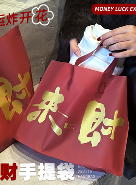 服装店手提袋新年礼品袋定制塑料袋大号购物袋红色塑料包装袋Y240