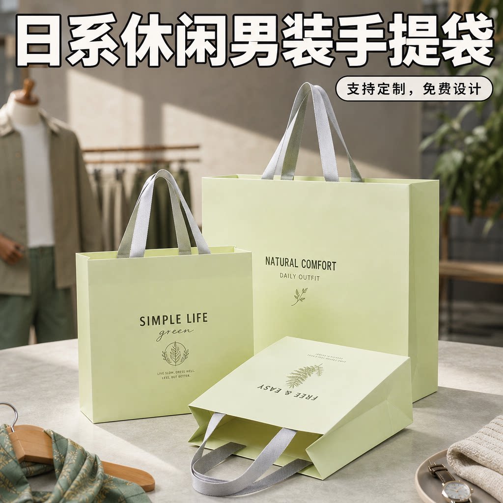 新款纸袋手提袋服装店包装袋秋冬日系男装购物袋定制礼品袋Y401