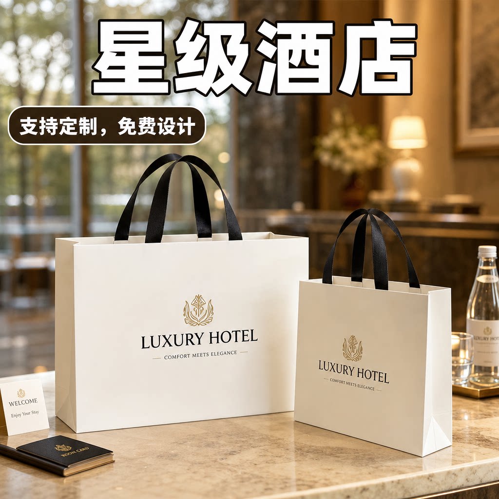 纸袋手提袋星级酒店高端品质伴手礼大容量纸袋定制购物袋印字Y504