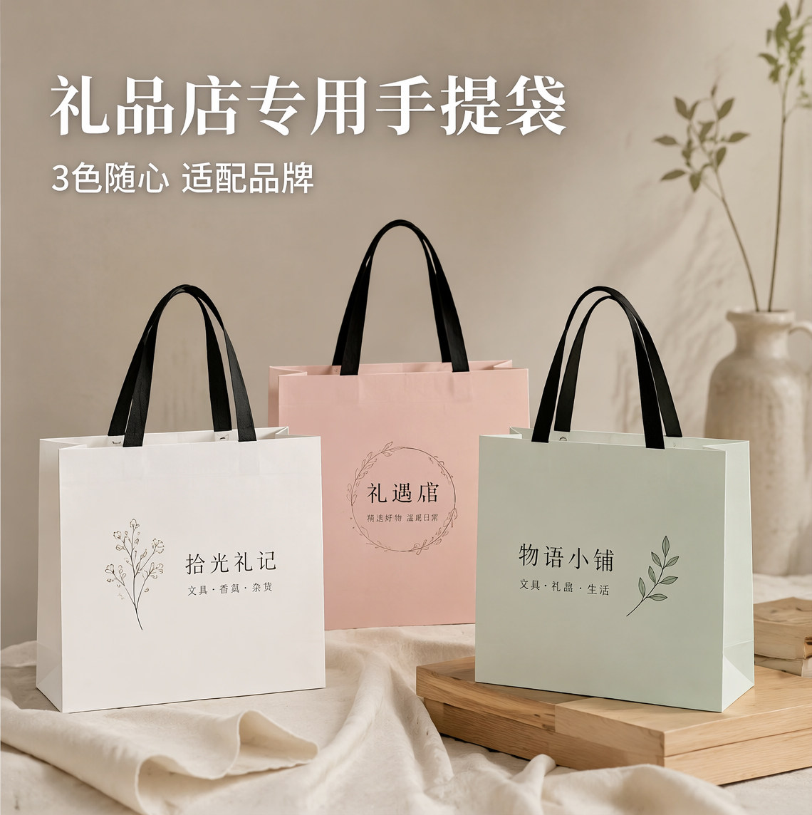 纸袋手提袋礼品文具店清新文艺加厚包装袋特色礼品袋购物袋Y561