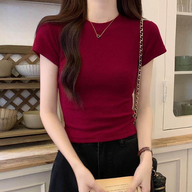 广州潮牌美衣服饰制衣有限公司红色复古美式短款显白女上衣夏季紧