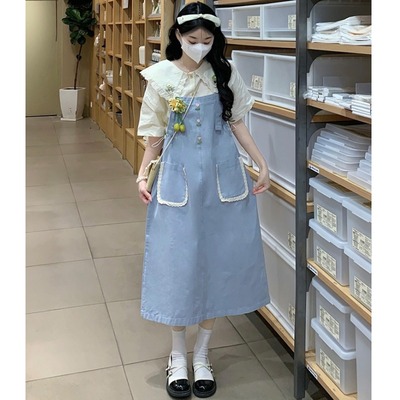 学院风背带裙套装少女夏季连衣裙