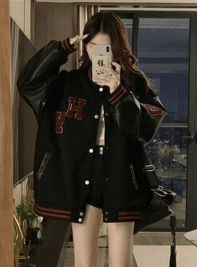 美式复古棒球服外套女2025春秋新款情侣宽松大码百搭学生休闲夹克
