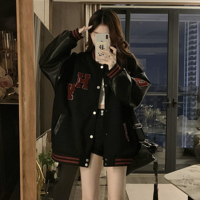 美式复古棒球服外套女春秋款宽松