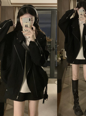 圣马丁周末美式复古连帽卫衣外套女2025秋季新款宽松休闲显瘦上衣