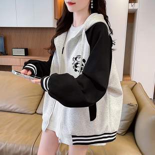 学院风刺绣连帽棒球服女2026春秋季新款宽松学生可爱休闲百搭外套