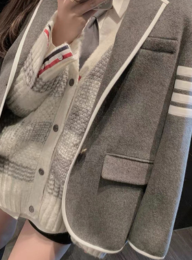 一善冬上新灰色毛呢通勤西装（含18羊毛）YS3-Js322