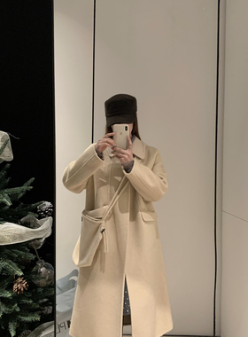 一善韩系长款翻领羊毛外套(配包包)（含70.2羊毛）10720W14