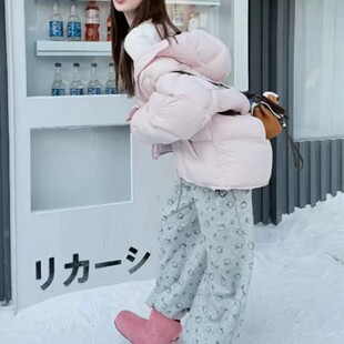 一善双拉链女连帽北方抗寒保暖可爱面包外套保暖羽绒服外套8866