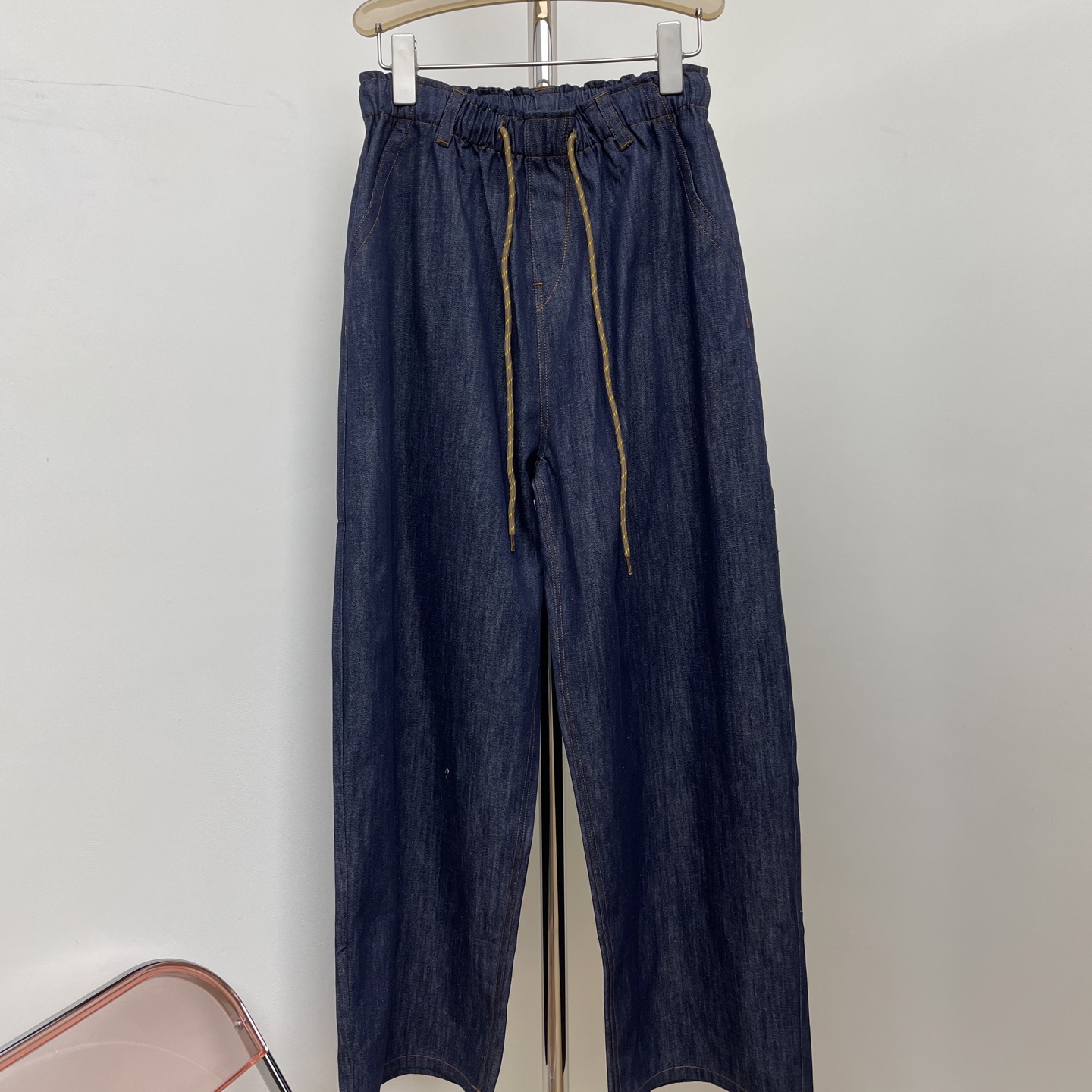 一善秋上新小众撞色抽绳原色洗水牛仔裤YS1DM52092366