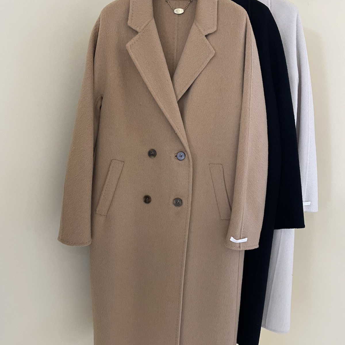 一善设计通勤百搭西装领双排扣宽松羊毛外套（含90羊毛）152T
