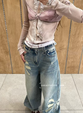 一善设计26年春款小众3善蕾丝打印圆领合身小衫善M26031204