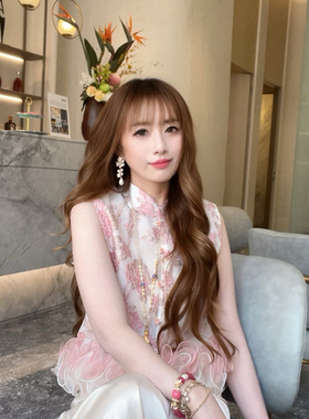 一善设计次感提花新中式无袖上衣花边设计国风马甲小衫马甲27095