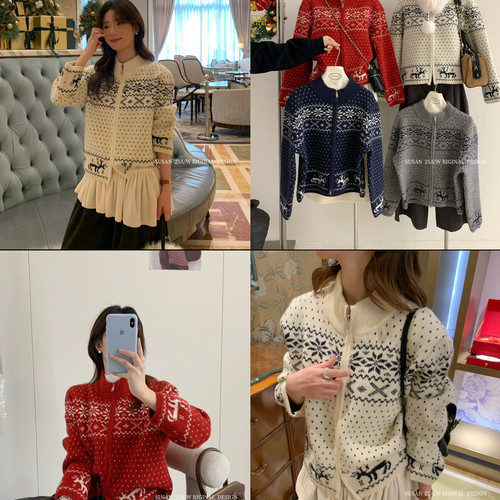 一善家浪漫雪城韩系气质费尔岛氛围感毛衣2302s