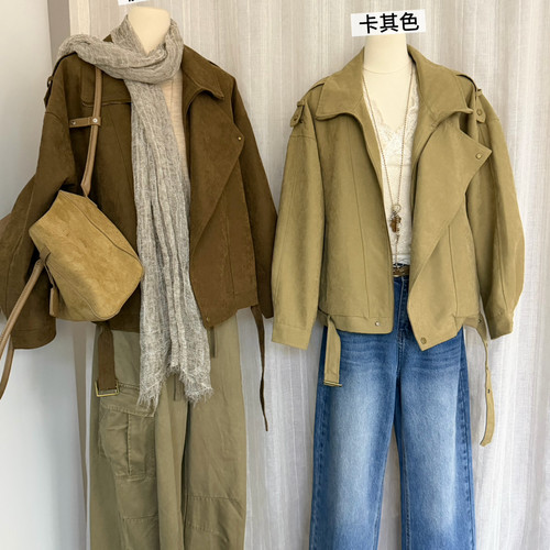 冬上新洋气百搭夹克外套面料有绒棉感超有质感袖子不加棉短514-8