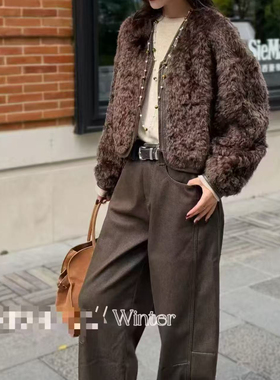 一善冬上新2025爆款拉贡真绵羊皮保暖皮毛一体外套KW-95136