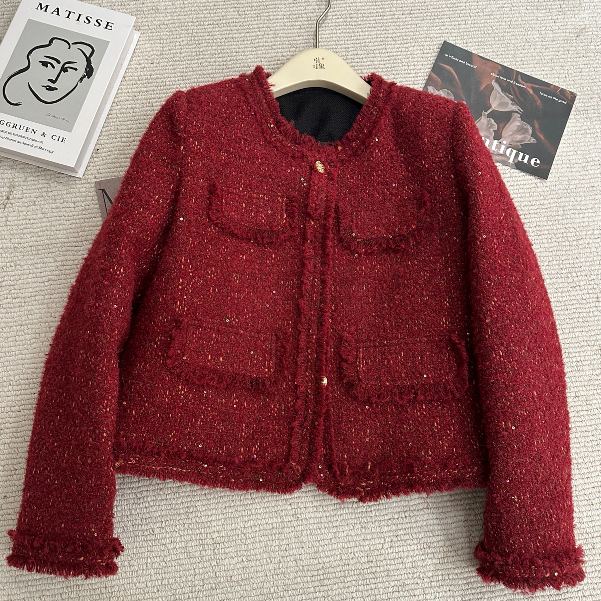 一善物圣诞氛围感酒红年味羽绒小香外套～炒好看羽绒服39177706-0