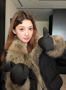 一善小个子面包服保暖羽绒服外套(配手套,可拆卸狐狸毛领)25903