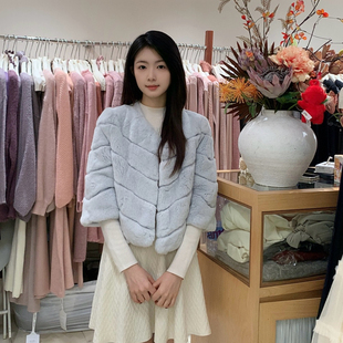 一善千金兔贵气名媛雷克斯獭兔保暖皮草外套S0909