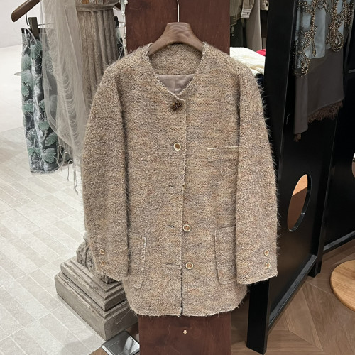 冬上新廓形设计扣彩纱小香风短外套（新10羊毛）S26756