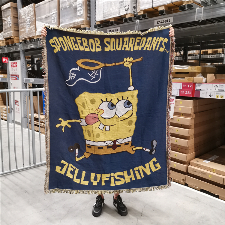 海绵宝宝卡通毛毯沙发毯Spongebob动漫玩具装饰毯挂毯盖毯休闲毯-封面