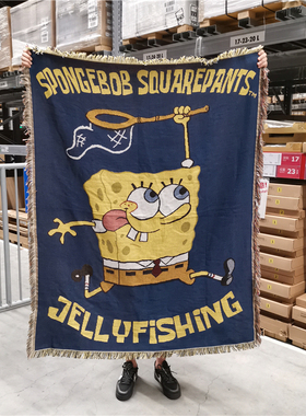 海绵宝宝卡通毛毯沙发毯Spongebob动漫玩具装饰毯挂毯盖毯休闲毯