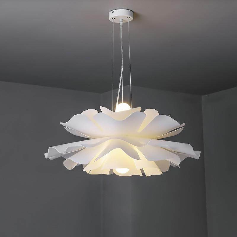 A white Italian Danish design restaurant lamp with a modern