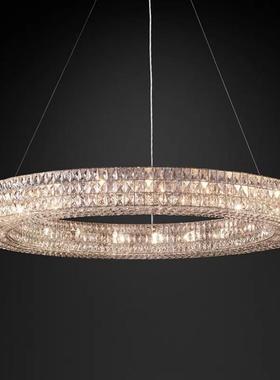 A round crystal lamp from the modern congenial villa in the