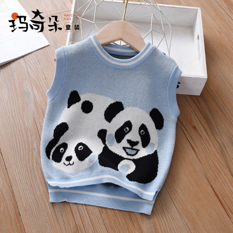 男童针织马甲纯棉毛线背心