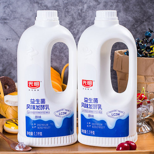 光明益生菌大桶酸奶1.1kg*2桶