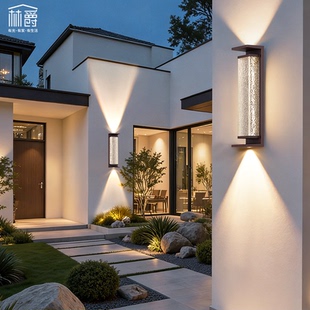 太阳能户外壁灯新中式防水室外围墙射灯庭院别墅大门两侧柱子灯