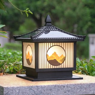 太阳能庭院柱头灯别墅花园门柱围墙灯大门两侧户外柱子灯接电款