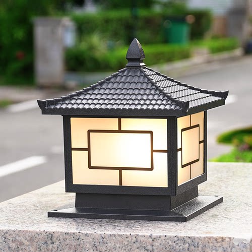 如日中天太阳能柱头灯户外防水门柱灯新农村别墅大门口柱子围墙灯