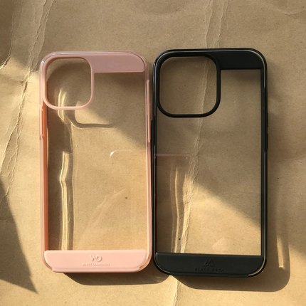 出口苹果13pro适用手机壳全包防摔硬壳12 pro max简约透明粉色边