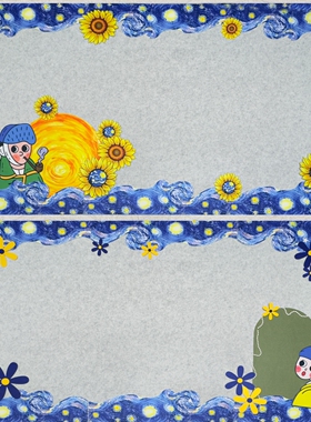 蓝色系星空名画人物系列文化墙