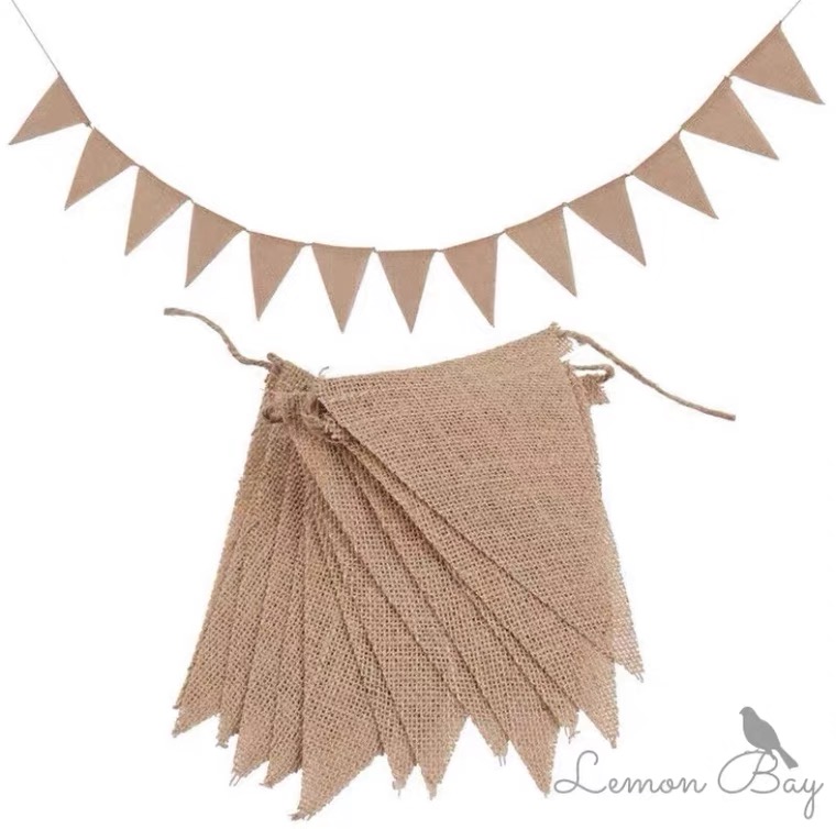 diy派对三角粗麻布包邮吊饰环创