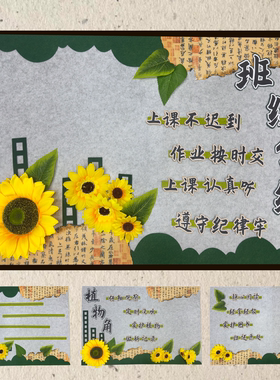 文化墙班级班荣向日葵素材环创
